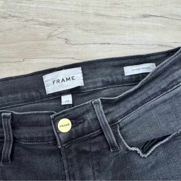 Frame Denim Le High Straight Release Hem Jeans black gray Sz 28 - Picture 7 of 9